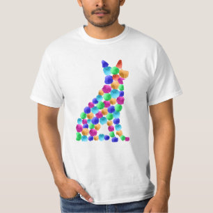 T-shirt Chien berger allemand Watercolor paint dot art