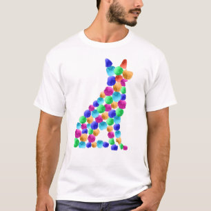 T-shirt Chien berger allemand Watercolor paint dot art