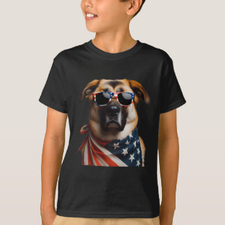 T-shirt Chien berger anatolien 4 juillet Américain moyen