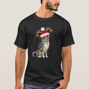 T-shirt Chien Berger Australien de Noël Santa Lumières Hol