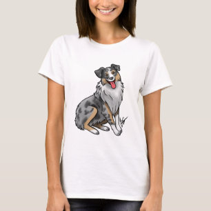 T-shirt Chien - Berger australien - Merle bleu