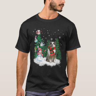 T-shirt Chien berger australien Noël Snowman Noël Tre