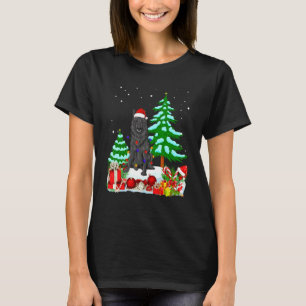T-shirt Chien berger belge portant un chapeau de Noël arbr
