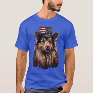 T-shirt Chien berger Drapeau américain Fier Amoureux des c