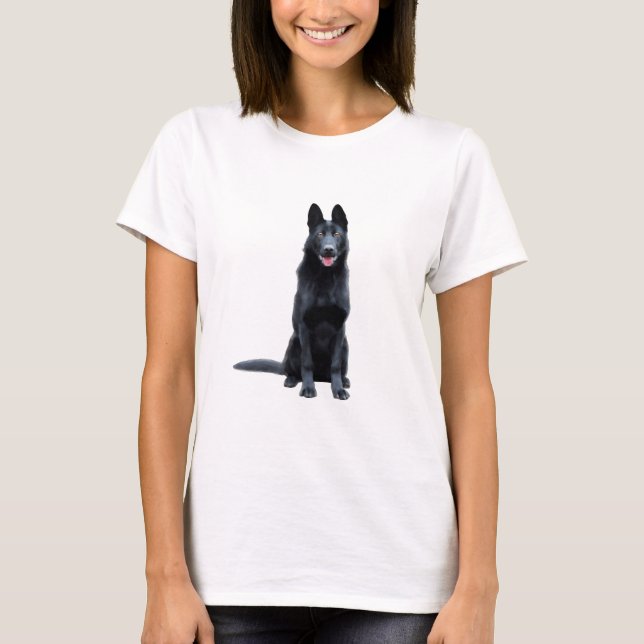 T-shirt Chien berger noir allemand aquarelle peinture d'ar (Devant)