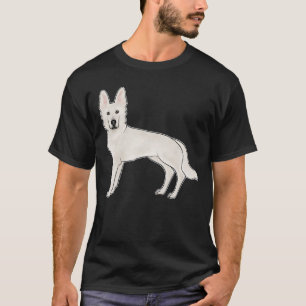 T-shirt Chien blanc berger suisse blanc GSD mignon dessin