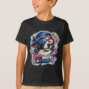 T-shirt Chien border collie drôle rouge blanc et ouah ouah