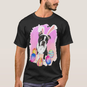 T-shirt Chien Boston Terrier Pâques Lapin de Pâques Mignon