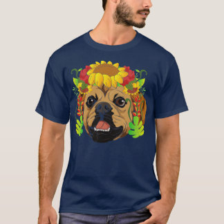 T-shirt Chien botanique Propriétaire Fleur Couronne Pet Pu