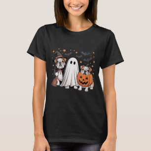 T-shirt Chien Bouledogue Anglais Sorcière Fantôme Citrouil