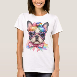 T-SHIRT CHIEN BOULEDOGUE FRANÇAIS MIGNON ET COLORÉ