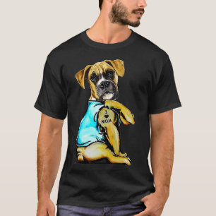 T-shirt Chien Boxer Chien Tatouage J'aime maman Fête des m