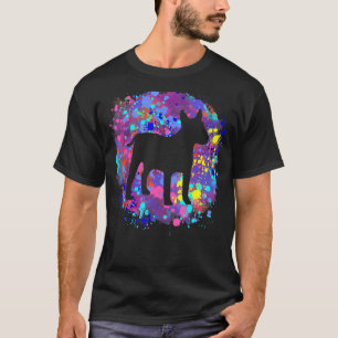 T-shirt Chien Bull Terrier Rose éclaboussure d'aquarelle A