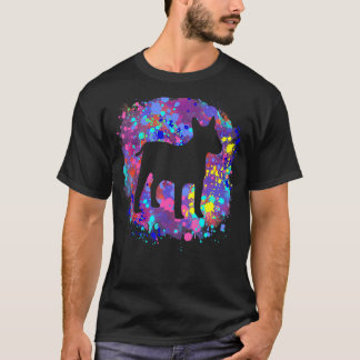 T-shirt Chien Bull Terrier Rose éclaboussure d'aquarelle A
