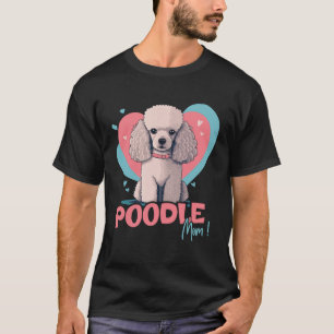 T-shirt Chien caniche avec décoration de coeur  Maman cani