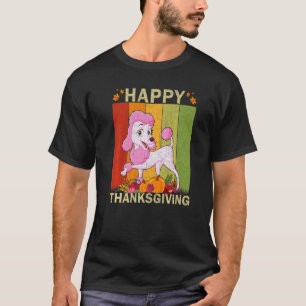 T-shirt Chien Caniche Graphique Rétro de Thanksgiving pour