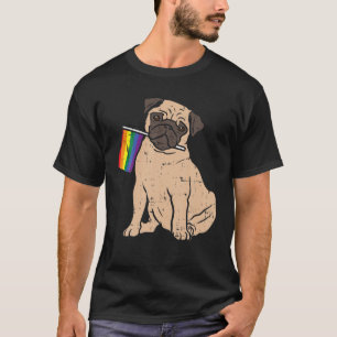 T-shirt Chien Carlin Arc-en-ciel Drapeau Gay pride LGBT An