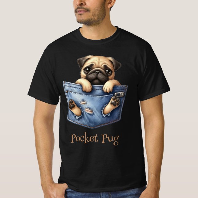 T-shirt Chien carlin Dans Une Poche (Devant)