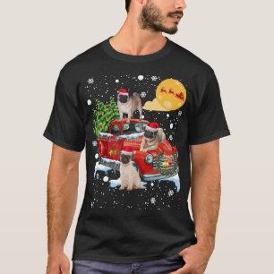 T-shirt Chien Carlin de Noël avec Camion Rouge Vintage Fun