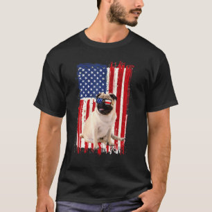 T-shirt Chien Carlin Drapeau Américain Patriotique Indépen