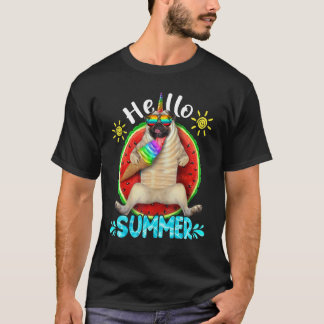 T-shirt Chien Carlin Mignon Bonjour Été Vacances D'Été Chi