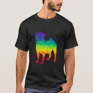 T-shirt Chien Carlin Mignon Drapeau Arc-en-ciel Fierté Gay