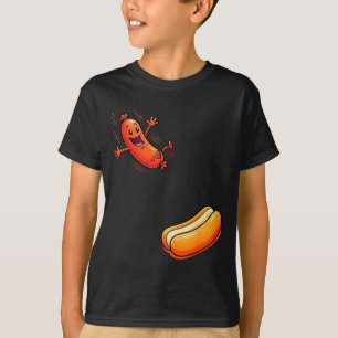 T-shirt Chien chaud drôle sautant dans la saucisse de bun 