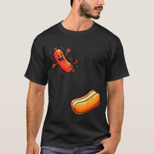 T-shirt Chien chaud drôle sautant dans la saucisse de bun 