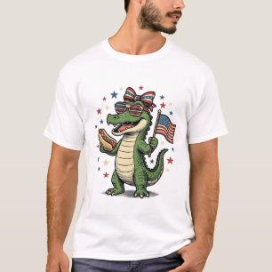 T-shirt Chien Chaud Patriote Alligator Vintage Vector T-Sh