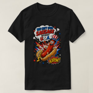 T-shirt Chien chaud patriotique USA Pop Art - Amusant 4 ju