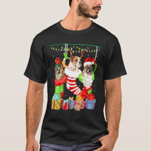 T-shirt Chien Chaussettes de Noël Bulldog Anglais Pyjama X