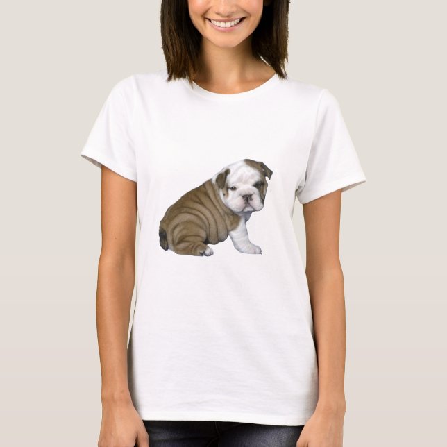T-shirt Chien-chien anglais (brun-blanc) (Devant)
