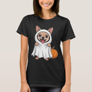 T-shirt Chien Chihuahua portant un costume de fantôme blan