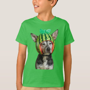 T-shirt Chien Chilling Avec Casque De Pastèque