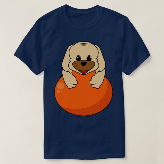 T-shirt Chien chiot avec ballon (Design devant)