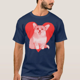 T-shirt Chien Coeur Rouge Corgi-893