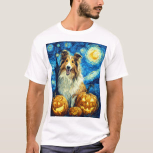 T-shirt Chien Colley Rude Mignon Halloween Jack O Lantern 