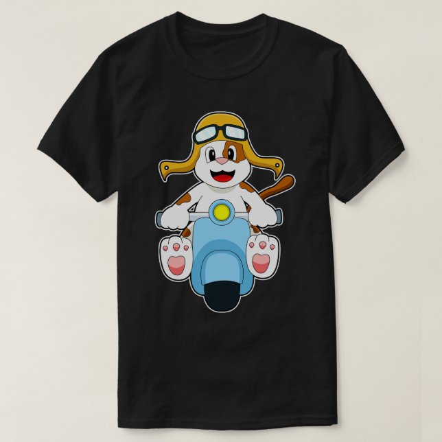 T-shirt Chien comme Biker avec Scooter (Design devant)