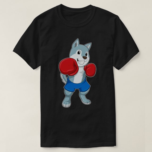 T-shirt Chien comme boîte avec gants de boxe (Design devant)