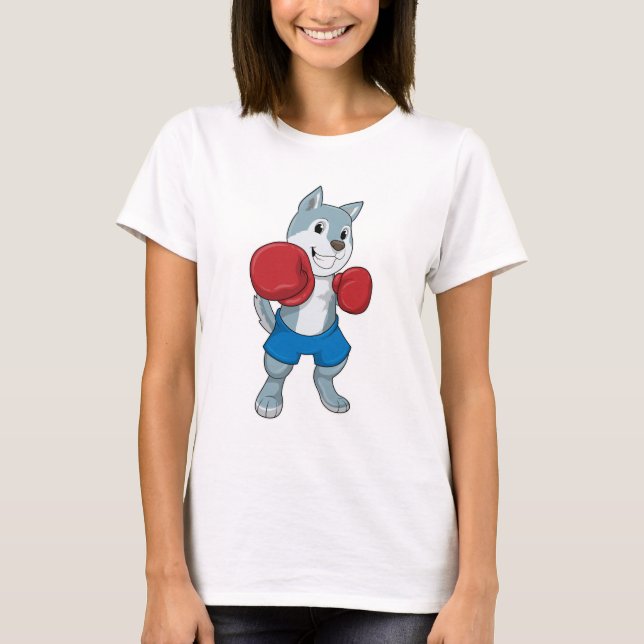 T-shirt Chien comme boîte avec gants de boxe (Devant)