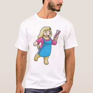 T-shirt Chien comme coiffeur avec peigne