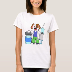T-shirt Chien comme docteur avec seringue