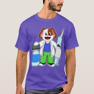 T-shirt Chien comme docteur avec seringue