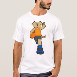 T-shirt Chien comme joueur de basket-ball avec basket-ball