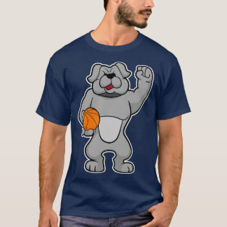 T-shirt Chien comme joueur de basket-ball avec basket-ball