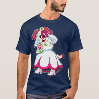 T-shirt Chien comme mariée avec fleurs de robe de mariage