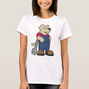 T-shirt Chien comme mécanicien avec clé
