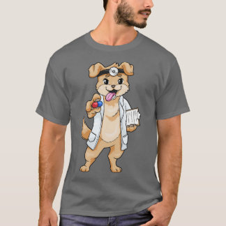 T-shirt Chien comme médecin avec pilules et bloc-notes