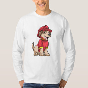 T-shirt Chien comme pompier avec casque d'incendie