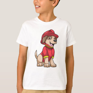 T-shirt Chien comme pompier avec casque d'incendie
